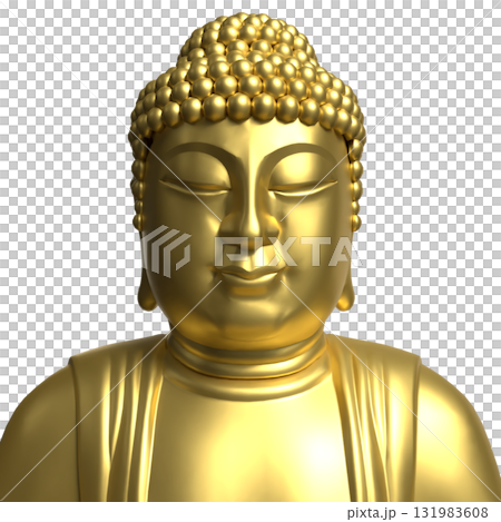 The Gold Buddha statue png image for religion concept 3d Rendering. 131983608