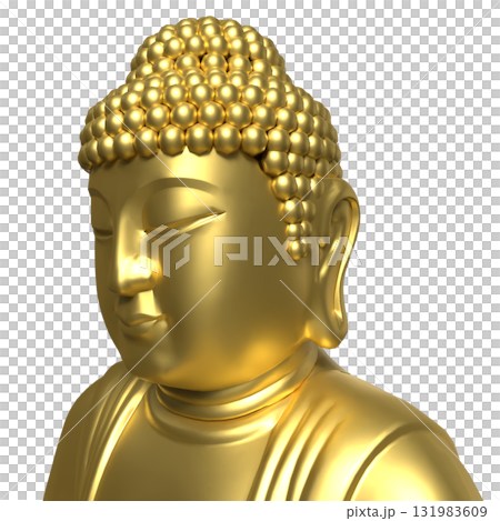 The Gold Buddha statue png image for religion concept 3d Rendering. 131983609