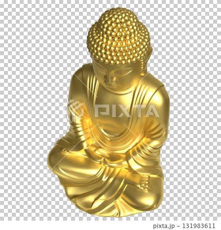 The Gold Buddha statue png image for religion concept 3d Rendering. 131983611