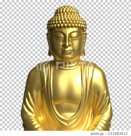 The Gold Buddha statue png image for religion concept 3d Rendering. 131983612