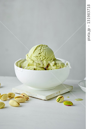 bowl of pistachio ice cream bowl of pistachio ice cream 131983718