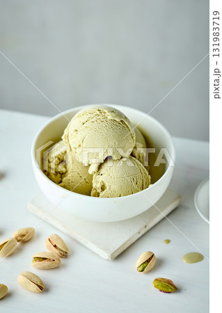 bowl of pistachio ice cream bowl of pistachio ice cream 131983719