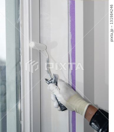 Painting Window Trim with Mini Roller 131984246