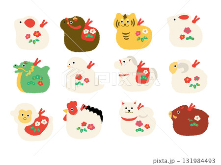 十二支の置物のイラストセット 131984493