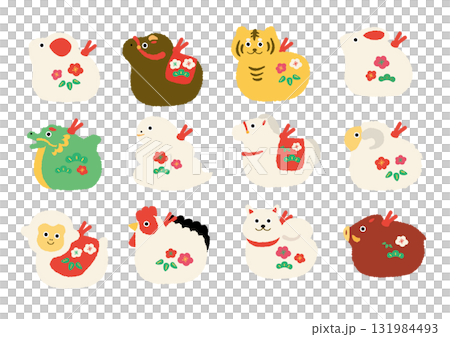 十二支の置物のイラストセット 131984493