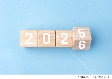 Wooden cubes with numbers of the New Year 2026 Wooden cubes with numbers of the New Year 2026 131984701