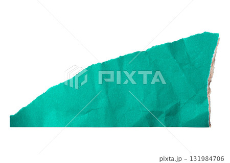 Green torn cardboard on a white background 131984706