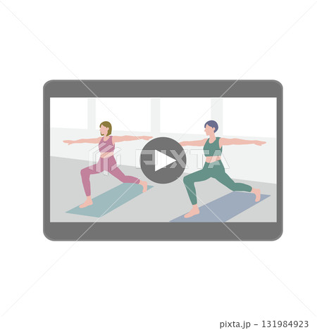 ヨガの動画が映されているタブレット 131984923