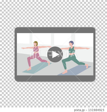 ヨガの動画が映されているタブレット 131984923
