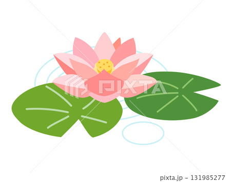 ピンクの睡蓮をイメージしたイラスト 131985277