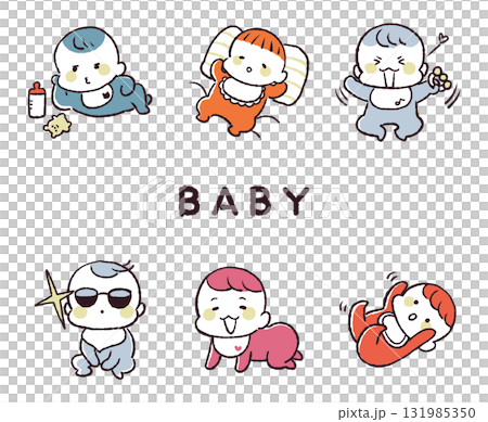 赤ちゃんのイラストセット 赤ちゃんのイラストセット 131985350
