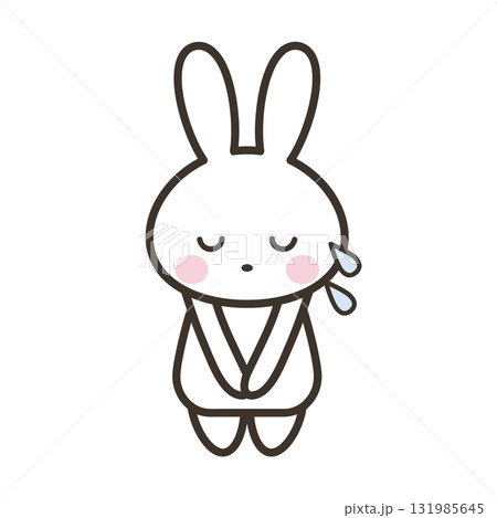謝る可愛いうさぎのキャラクターイラスト 131985645
