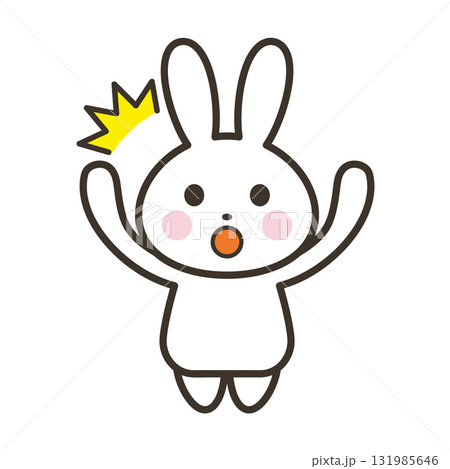 両手を上げてびっくりする可愛いうさぎのキャラクターイラスト 両手を上げてびっくりする可愛いうさぎのキャラクターイラスト 131985646