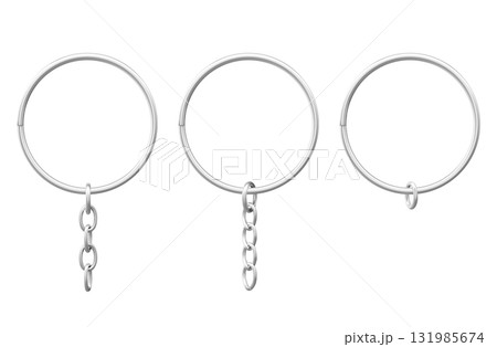 Keychain rings with silver metal chains 131985674
