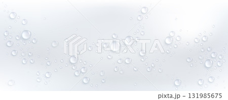 Wet white glass surface with crystal droplets 131985675