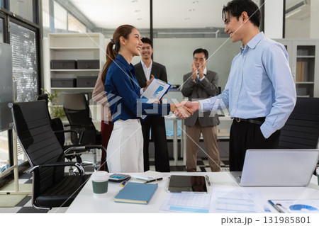 Business team creative businesspeople coworker in office Happy to be successful partnership teamwork success concept. Business team creative businesspeople coworker in office Happy to be successful partnership teamwork success concept. 131985801