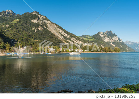 Scenic view of Lake Walensee, Weesen, Canton of St. Gallen, Switzerland 131986255