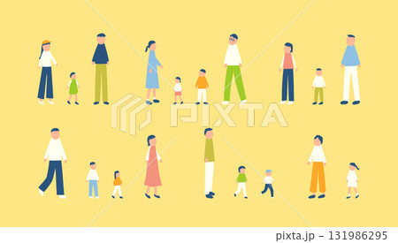 休日を過ごす家族のイラストセット 131986295