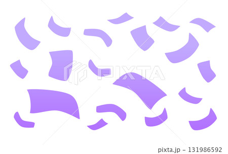 散らばる紙切れシルエットパターン(紫) 131986592