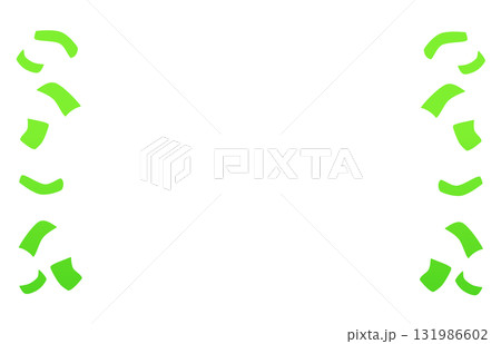 散らばる紙切れシルエットフレーム(緑) 131986602