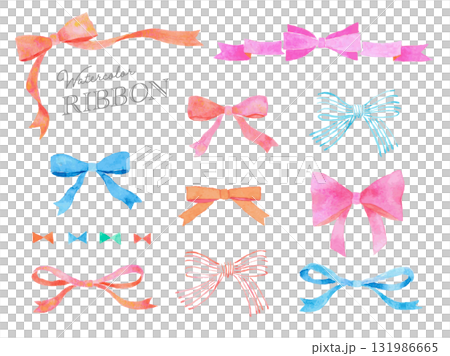 水彩イラストお祝い贈り物リボン 水彩イラストお祝い贈り物リボン 131986665