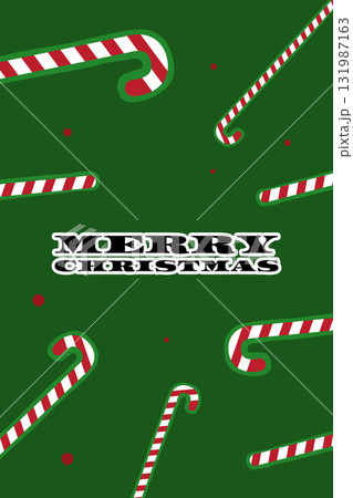 Merry Christmas message surrounded by candy canes on a festive green background Merry Christmas message surrounded by candy canes on a festive green background 131987163