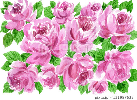 水彩で描いたピンクの花柄251015pix7 水彩で描いたピンクの花柄251015pix7 131987635