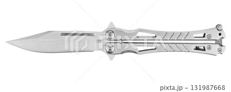 Butterfly knife isolated on white background 131987668