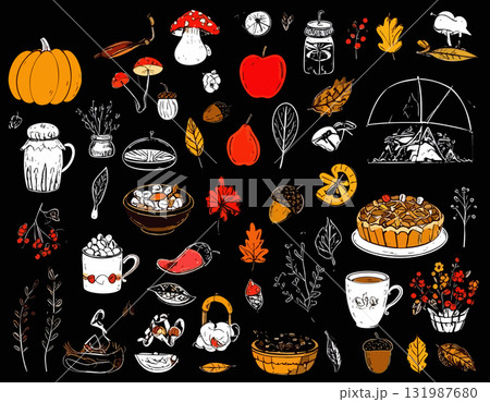 かわいい秋のアイコンセット 131987680