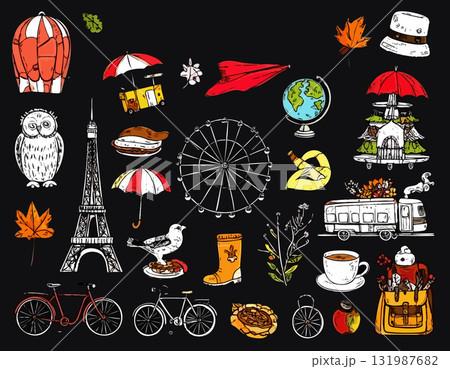 シームレスな秋のイラストセット 131987682