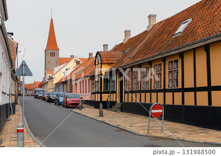 Ancient street of the city of Gudhjem, Bornholm Island, Denmark 131988500