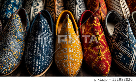 手織り布を使用したエスニックなフットウェア 131988820