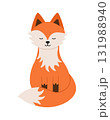 Cute cartoon fox cub is sitting dreams with his eyes closed. Vector illustration Isolated on a white background. 131988940