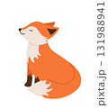 Cute cartoon fox cub is sitting dreams with his eyes closed. Vector illustration Isolated on a white background. 131988941