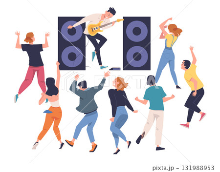 People at Concert Enjoy Artist Perform Music Vector Illustration 131988953