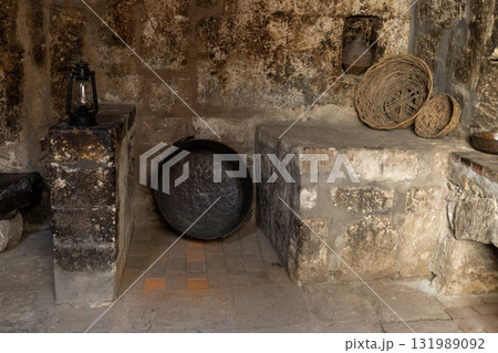 Dark stone kitchen, old style. Dark stone kitchen, old style. 131989092