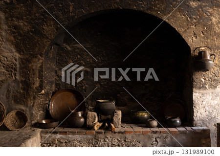 Dark stone kitchen, old style. Dark stone kitchen, old style. 131989100