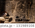 Dark stone kitchen, old style. 131989108