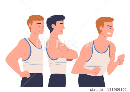 Man Character Standing Look Aside as Opposition to Somebody Vector Illustration Man Character Standing Look Aside as Opposition to Somebody Vector Illustration 131989192