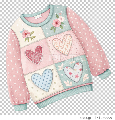 A cute patchwork winter sweater illustration 131989999