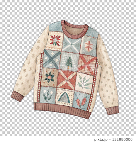 A cute patchwork winter sweater illustration 131990000