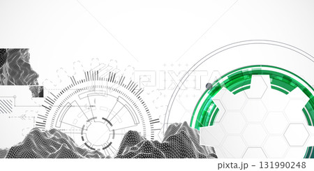 Abstract background. Scientific and technological concept with the use of technical elements formed in the shape of a circle. Vector. Abstract background. Scientific and technological concept with the use of technical elements formed in the shape of a circle. Vector. 131990248