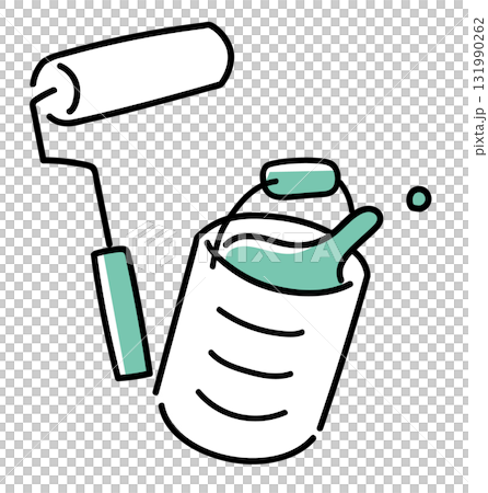 ペンキ缶とローラー_単色 131990262