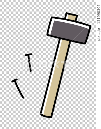 トンカチと釘_カラー 131990305