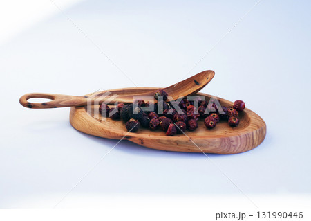 wooden kitchen ware on white background isolated wooden kitchen ware on white background isolated 131990446