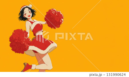 クリスマスの赤い衣装を着たチアリーダー クリスマスの赤い衣装を着たチアリーダー 131990624