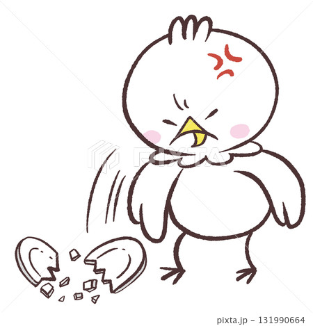 お皿をわざと割る白い鳥のイラスト 131990664