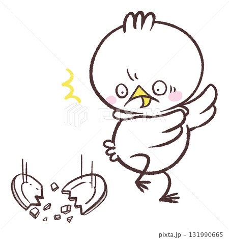 お皿を割ってしまった白い鳥のイラスト 131990665