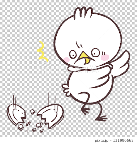 お皿を割ってしまった白い鳥のイラスト 131990665