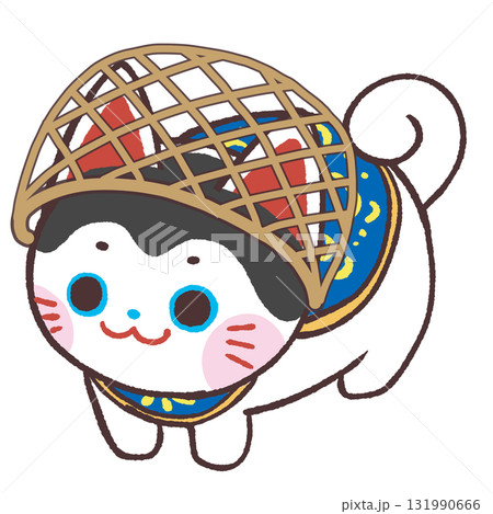 竹籠を被った犬張子の斜め上からのイラスト 竹籠を被った犬張子の斜め上からのイラスト 131990666